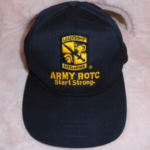 ADULT BLACK ARMY ROTC BASEBALL CAP HAT ADJUST START STRONG GOLD EMBROIDERY OSFM